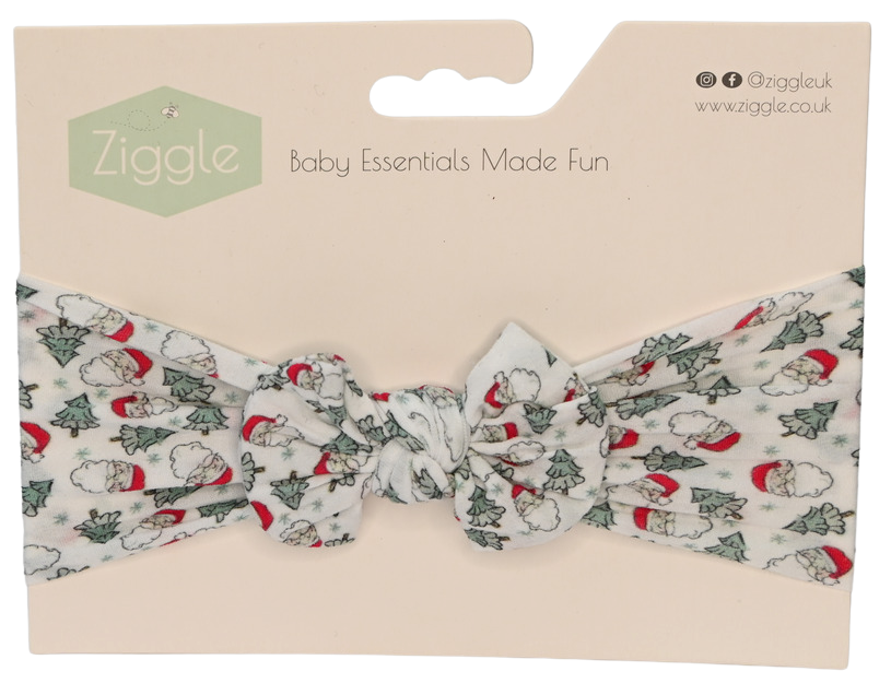White Santa turban bow headband