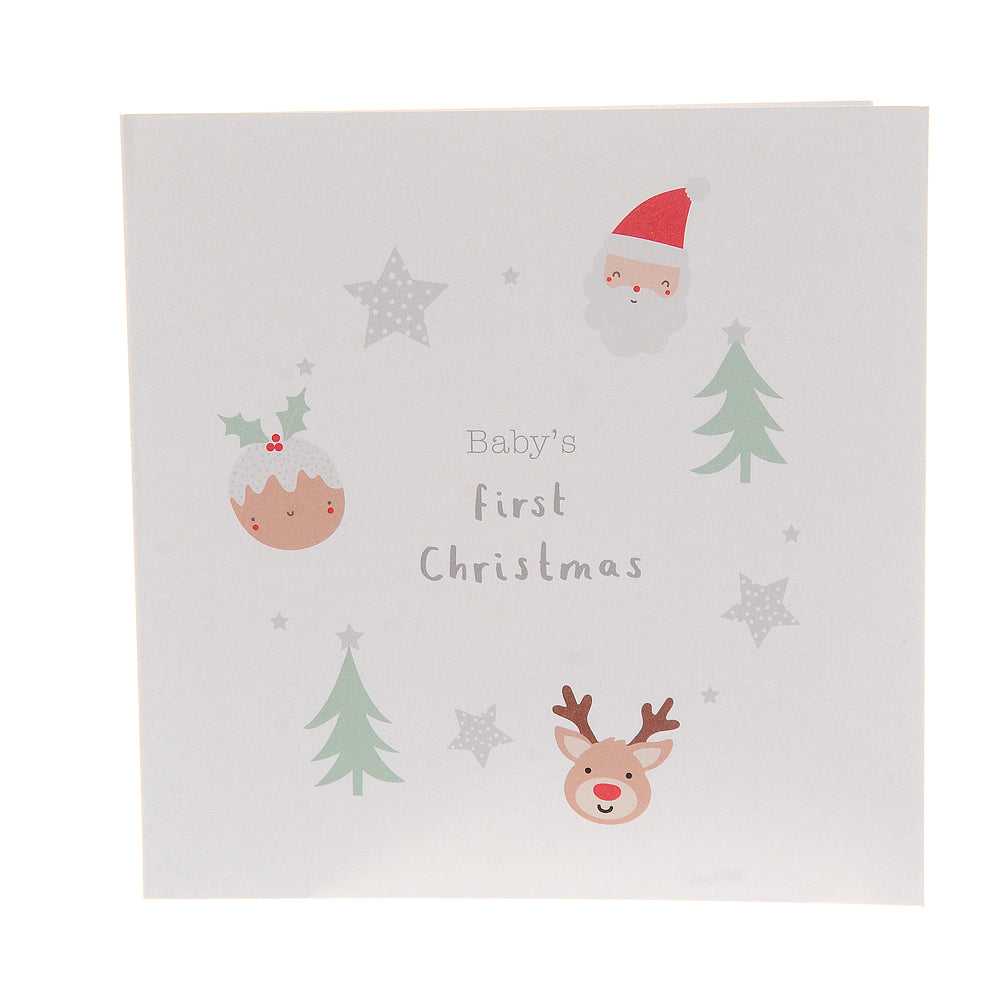 Baby's First Christmas greeting card (santa/pudding)