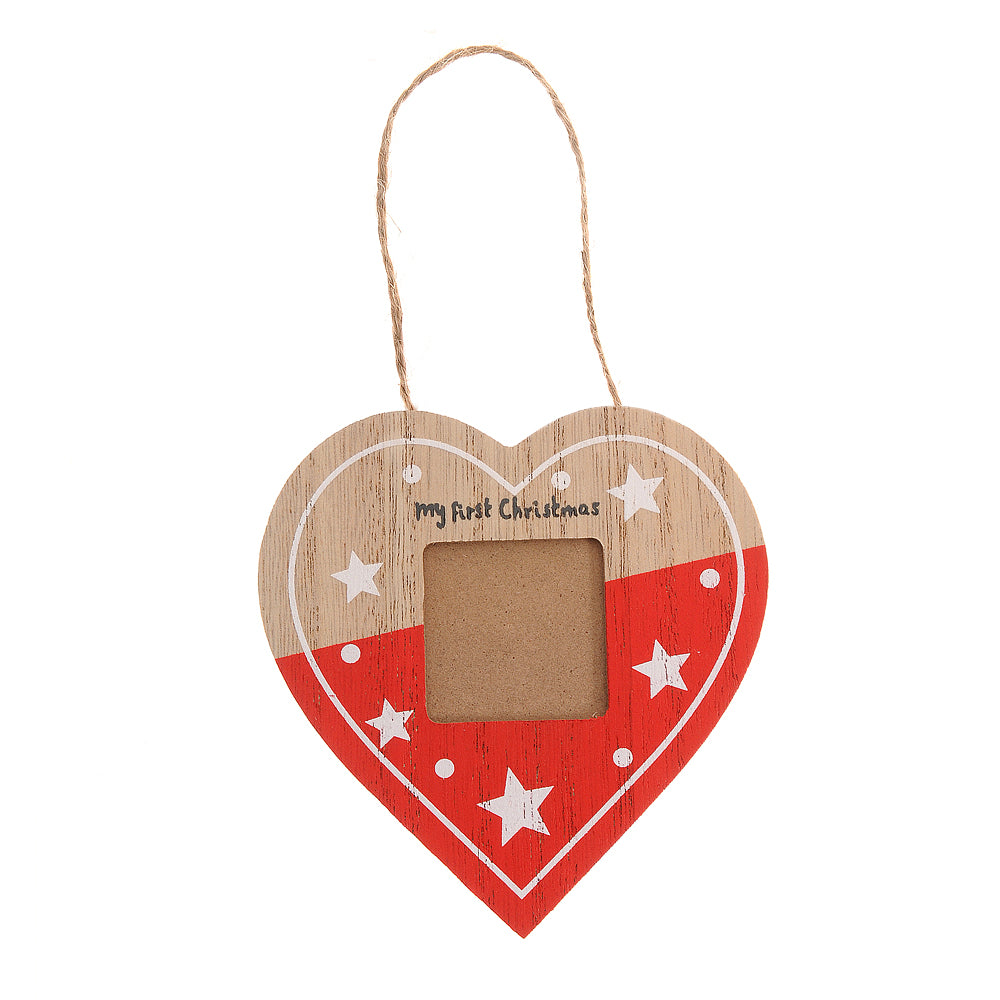 My First Christmas red heart Photoframe Hanger (Copy) ziggle