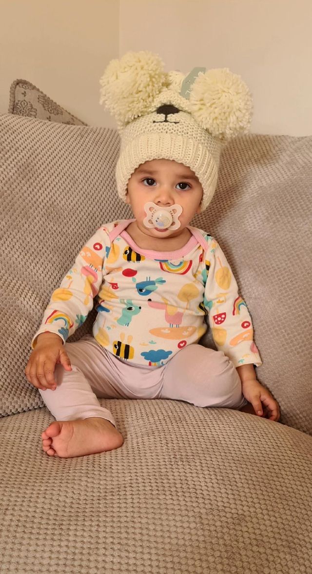 Cream Bear Hat and Mittens