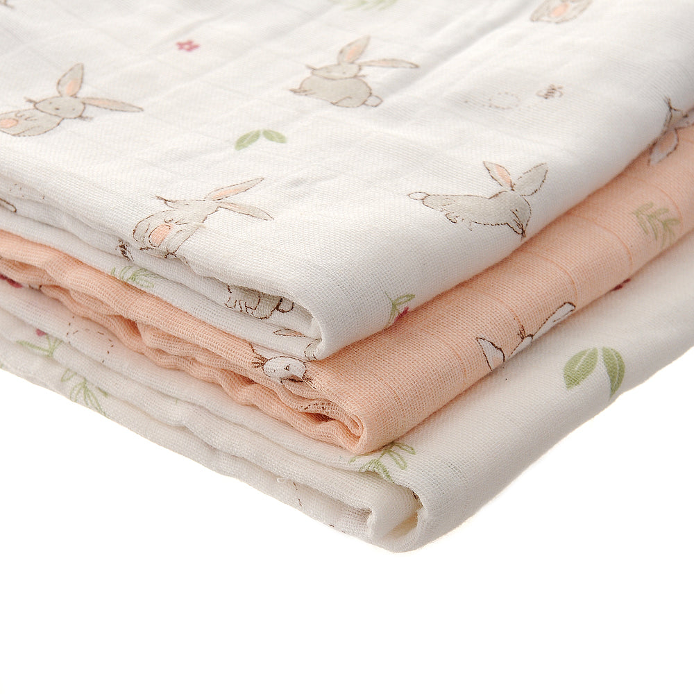 Baby Muslin Cloth Sets | 3 Large 100% Cotton Muslin Cloths | Multi-Use Muslin Cloths, Perfect Baby Gift| Ziggle Ziggle