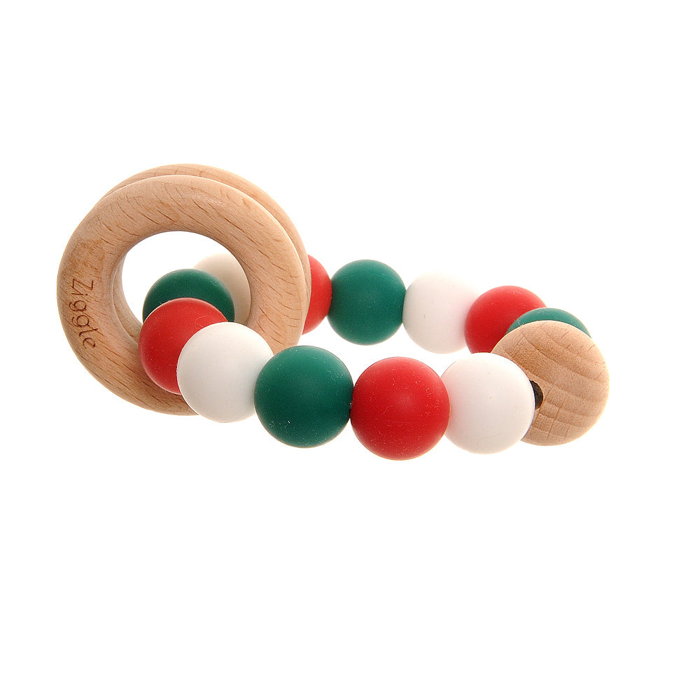 Christmas Silicone & Wooden Teething Ring Ziggle