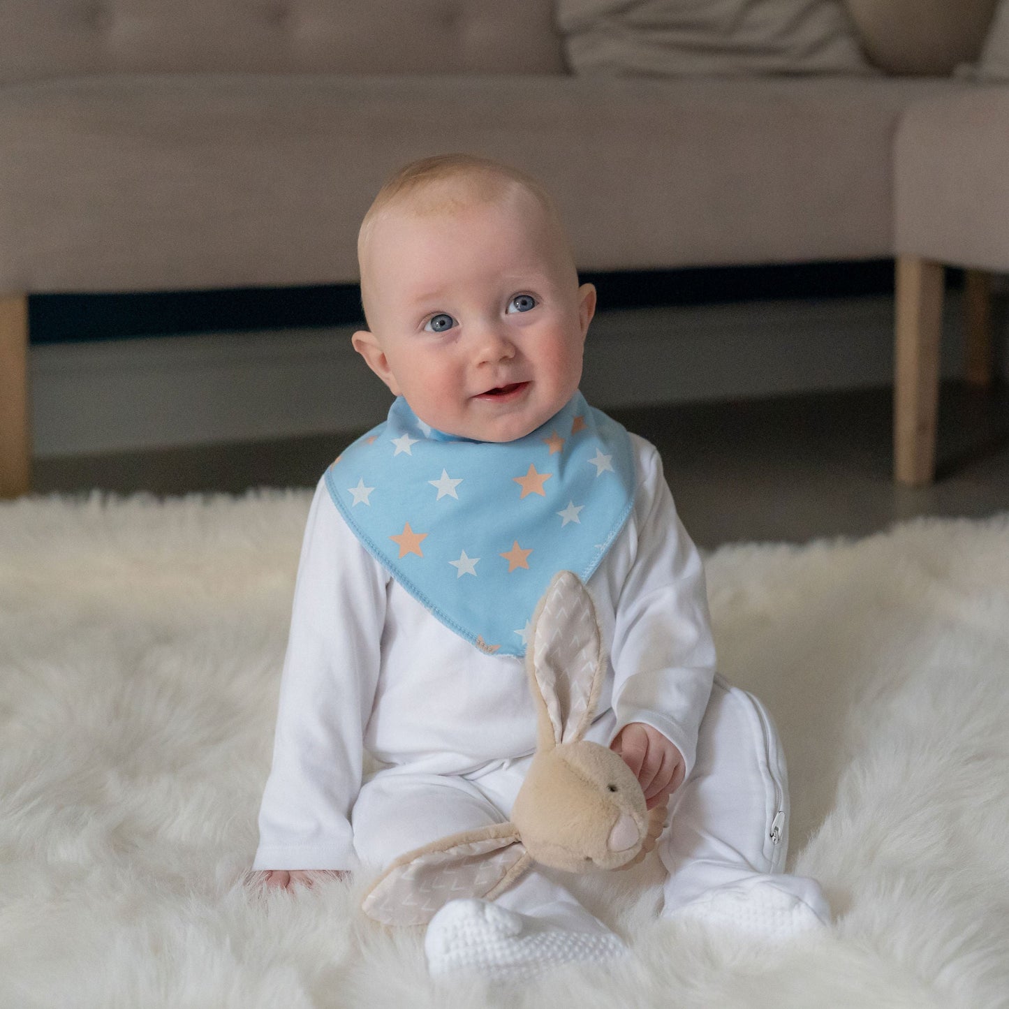Beige Bunny Plush Baby Rattle Ziggle