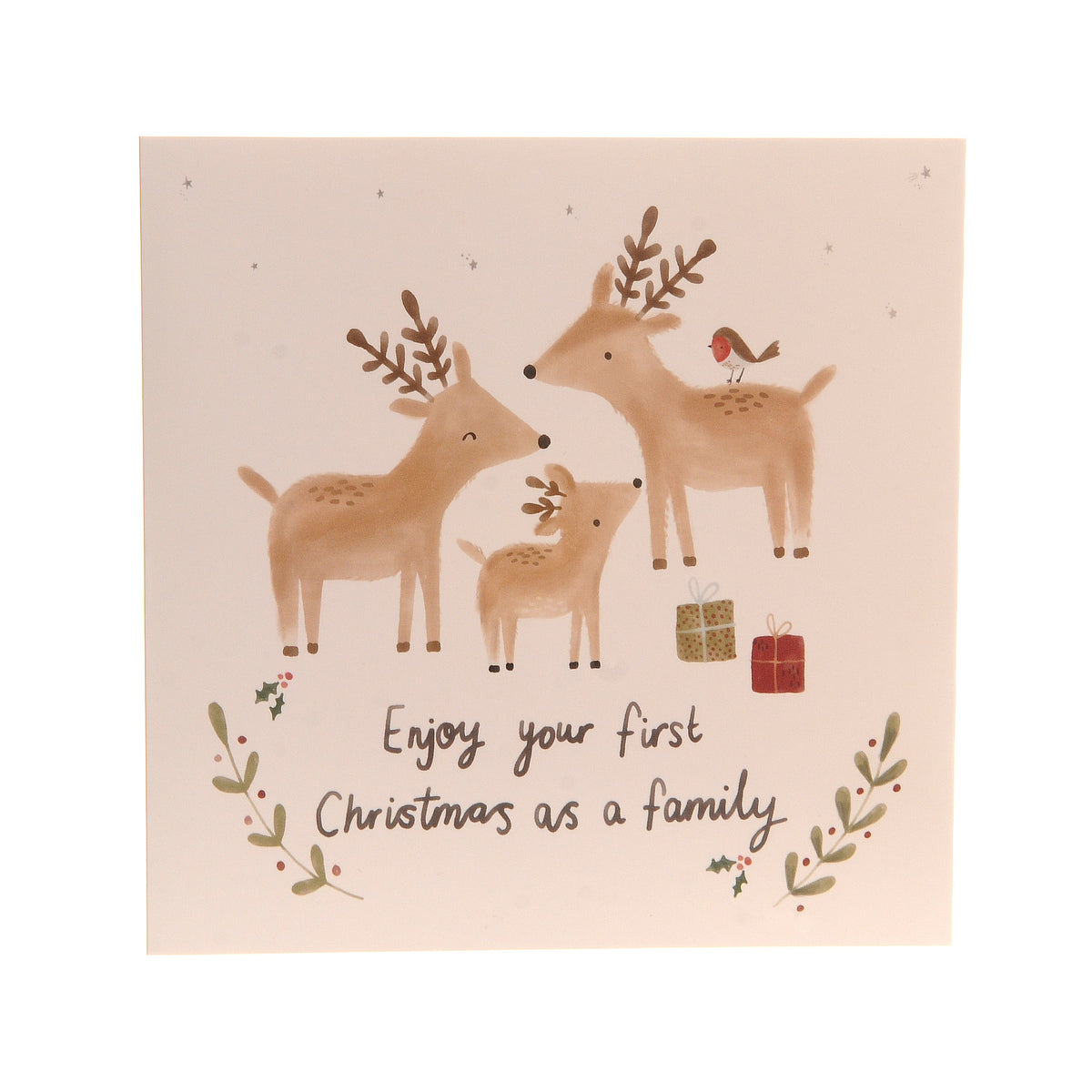 Happy First Christmas as a Family Reindeer Greeting Card ziggle