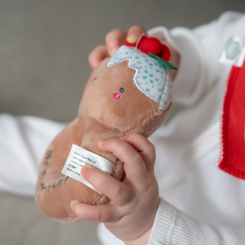 My First Christmas Pudding Plush Baby Rattle