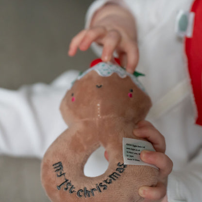 My First Christmas Pudding Plush Baby Rattle