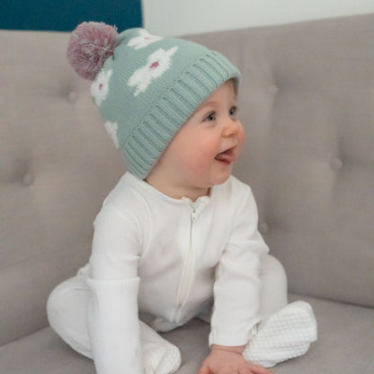 Flowers Wooly Hat and Mittens