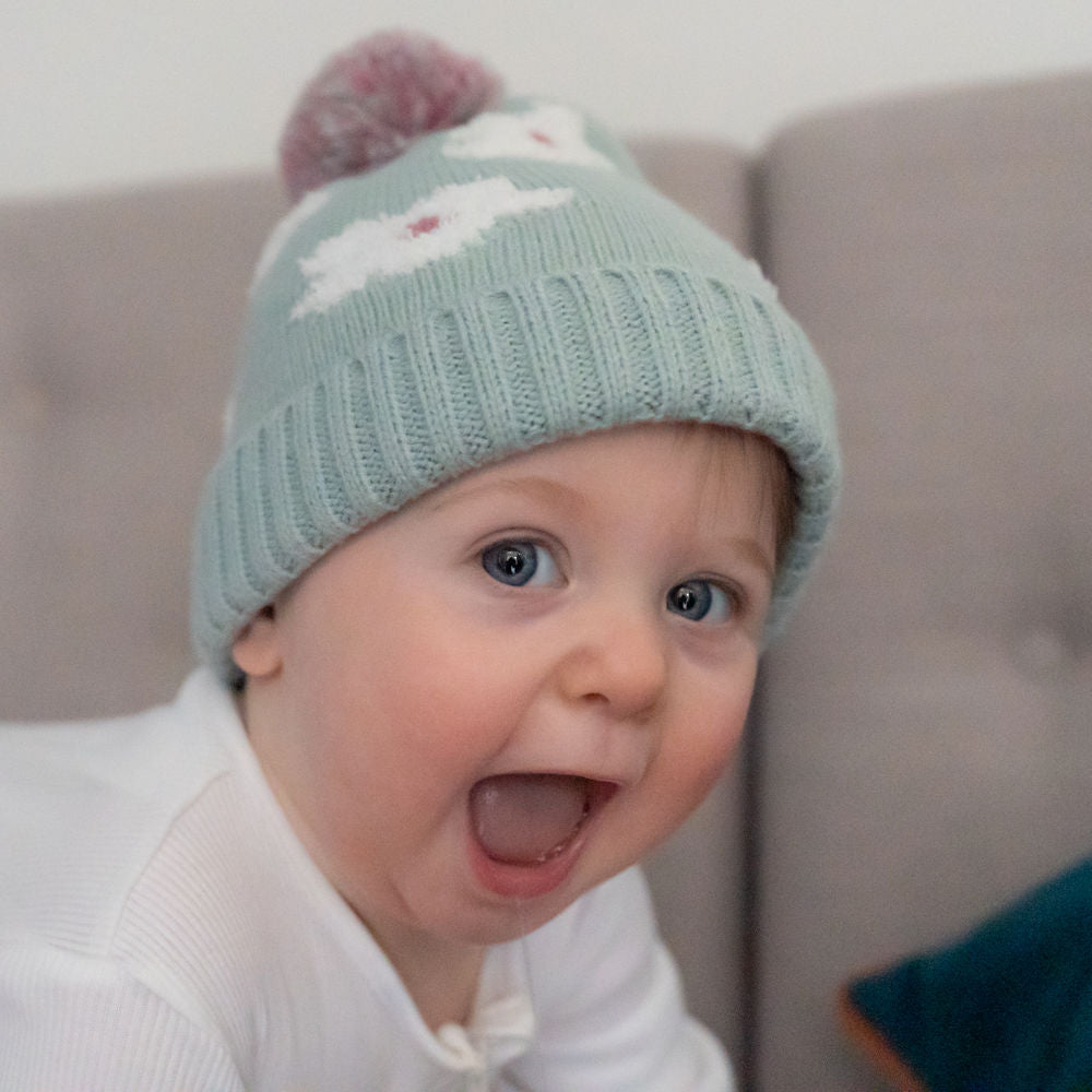 Flowers Wooly Hat and Mittens