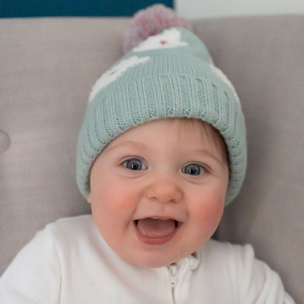 Flowers Wooly Hat and Mittens