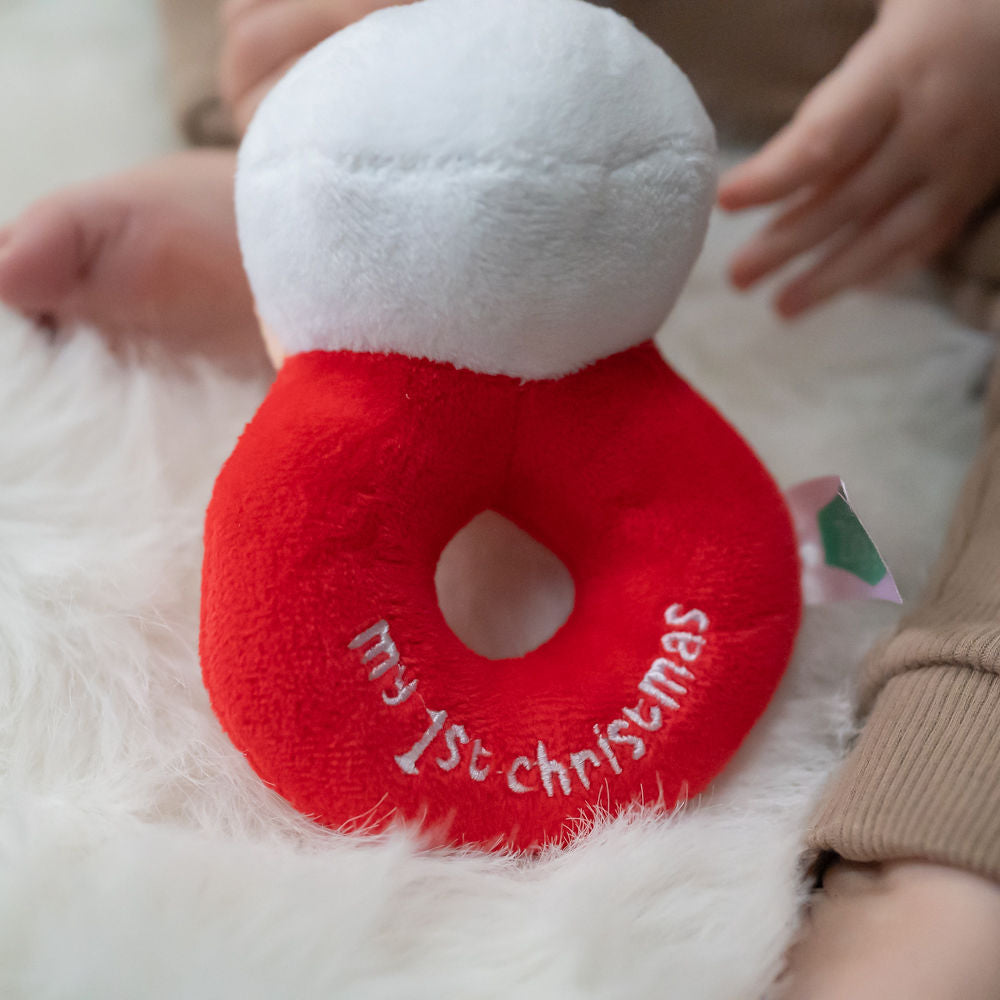 My First Christmas Santa Plush Baby Rattle