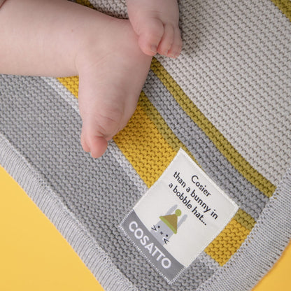 Cosatto Grey & Yellow Knitted Blanket
