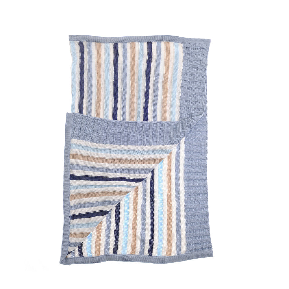 Blue & Beige Stripes Blanket