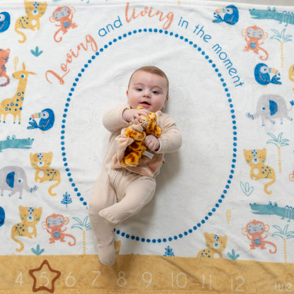 Savanna Animals Safari Milestone Blanket