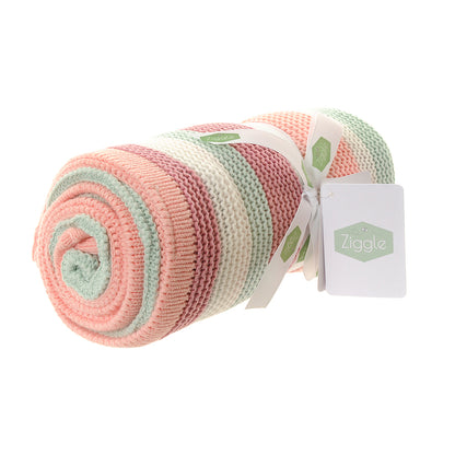 Pink, White, Green Stripes Blanket
