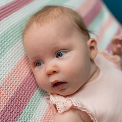 Pink, White, Green Stripes Blanket
