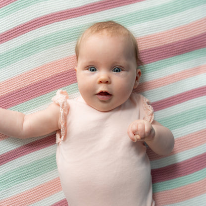 Pink, White, Green Stripes Blanket