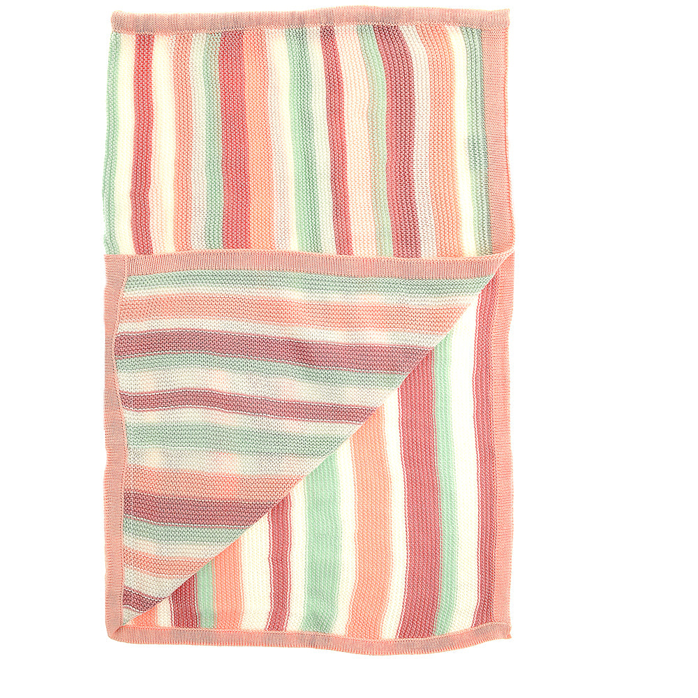 Pink, White, Green Stripes Blanket