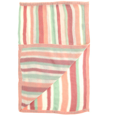 Pink, White, Green Stripes Blanket