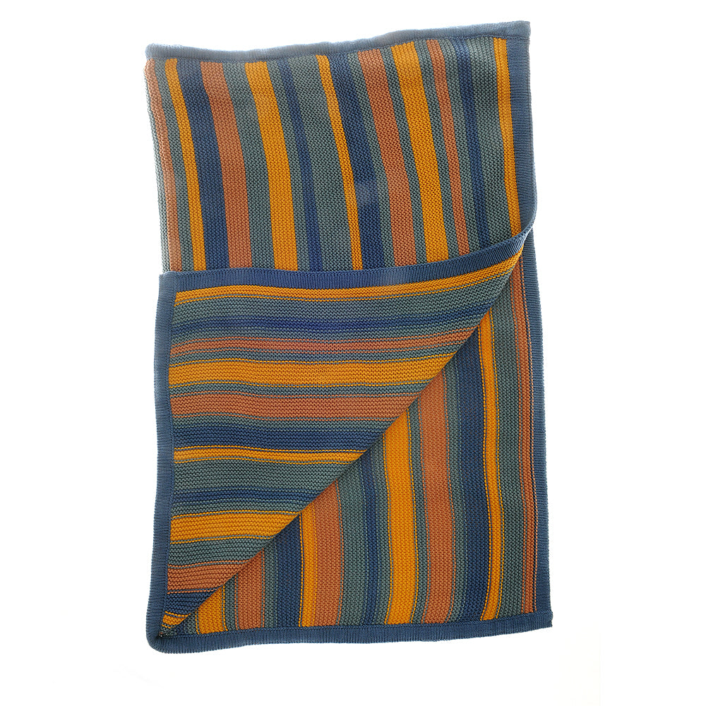 Blue/orange/yellow/green stripe blanket