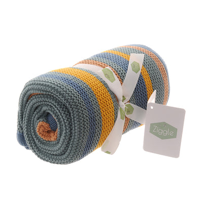 Blue/orange/yellow/green stripe blanket