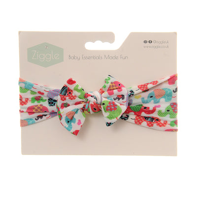 Ethnic Elephants Print Bow Turban Headband