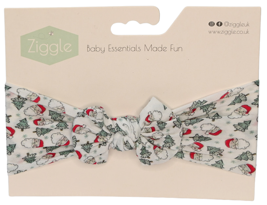White Santa turban bow headband