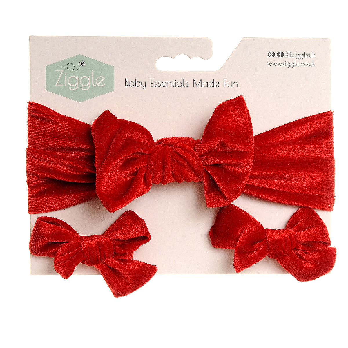 Red Velvet Hairbow & Clip Set ziggle
