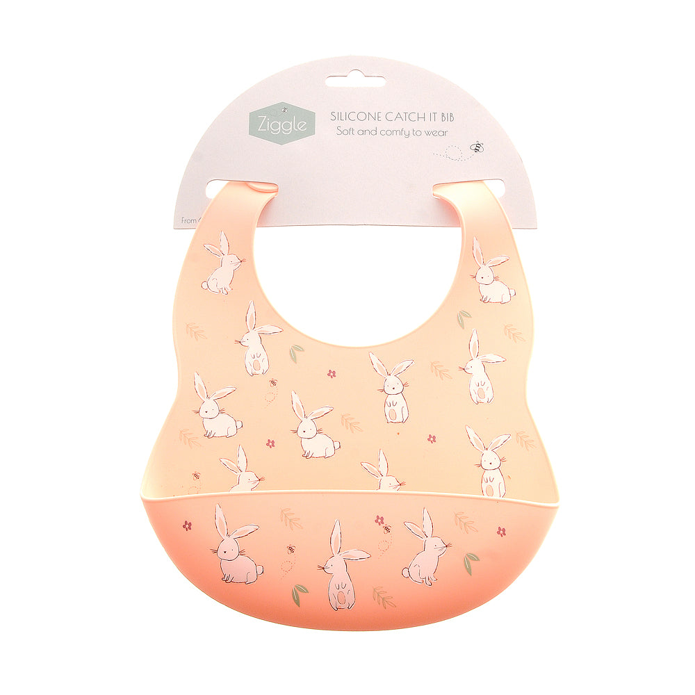 Catch It Silicone Bib Bunnies Pink
