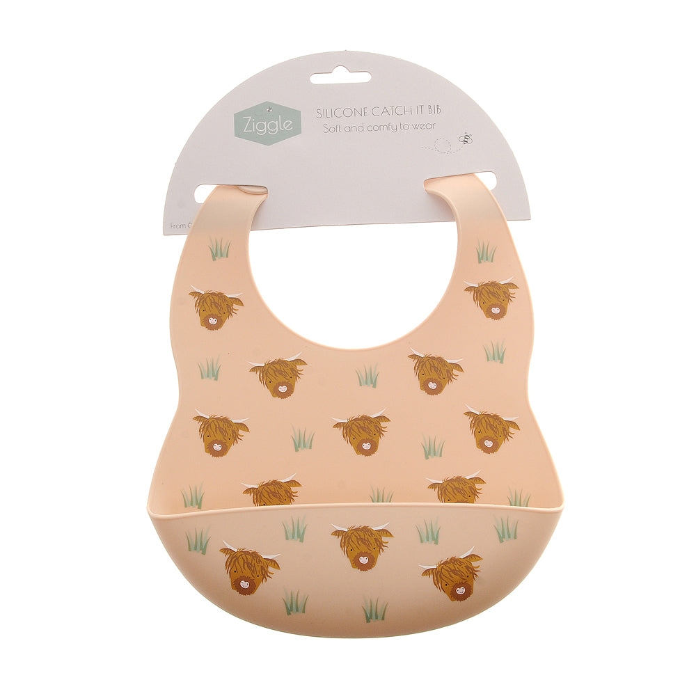 Catch It Silicone Bib Highland Cow