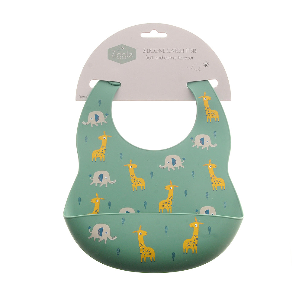 Catch It Silicone Bib Giraffe and Elephant
