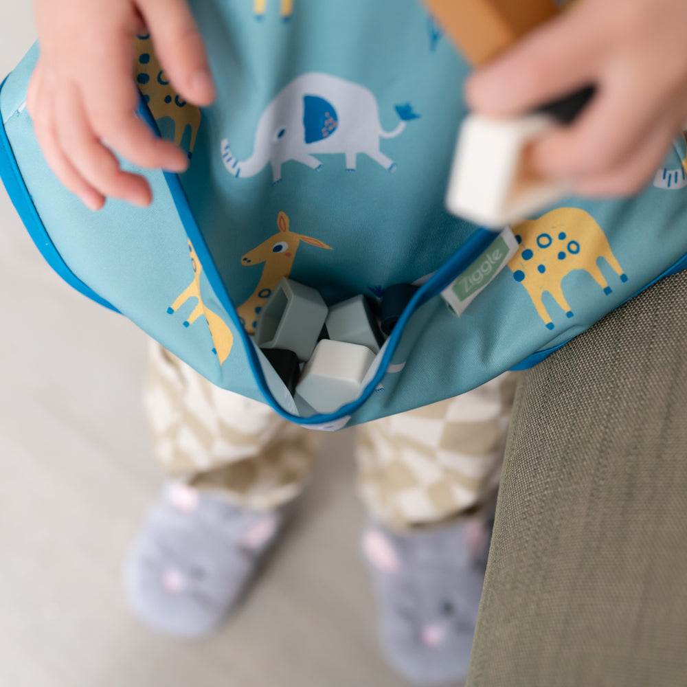 Coverall Feeding Bib Giraffe and Elephant
