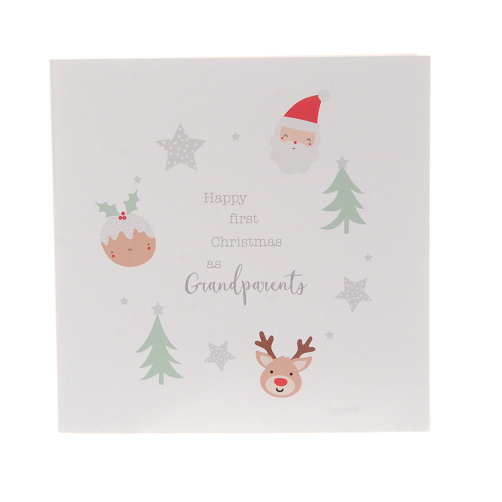 Happy First Christmas as Grandparents greeting card (santa/pudding)