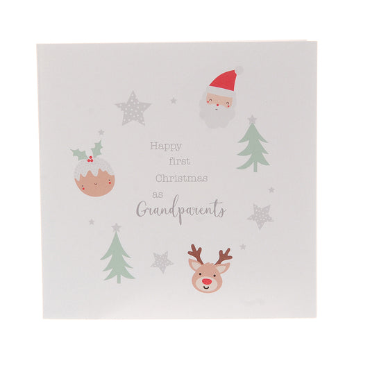 Happy First Christmas as Grandparents greeting card (santa/pudding)