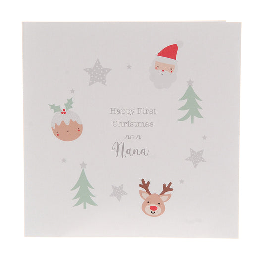 Happy First Christmas as Nana greeting card (santa/pudding)