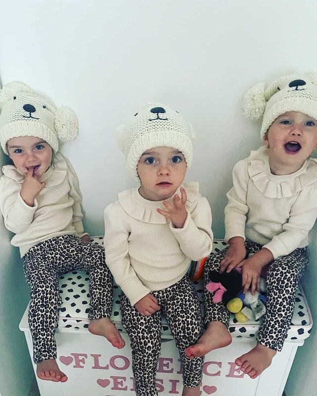 Cream Bear Hat and Mittens