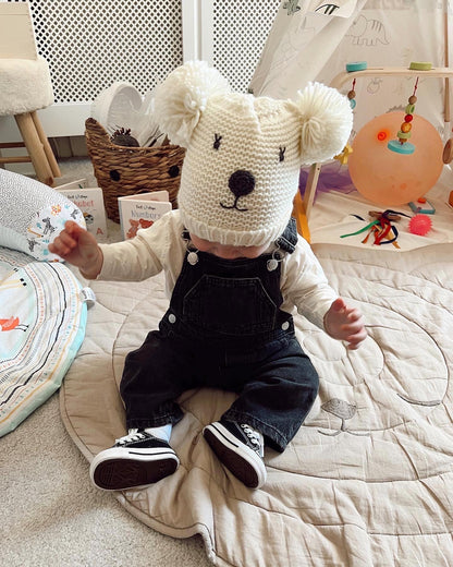 Cream Bear Hat and Mittens