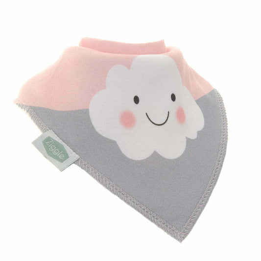 Grey and pink bib with cute rosie cloud bib design