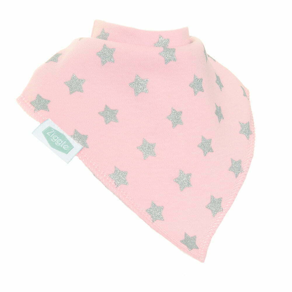 Pink with Silver Glitter Stars Bib