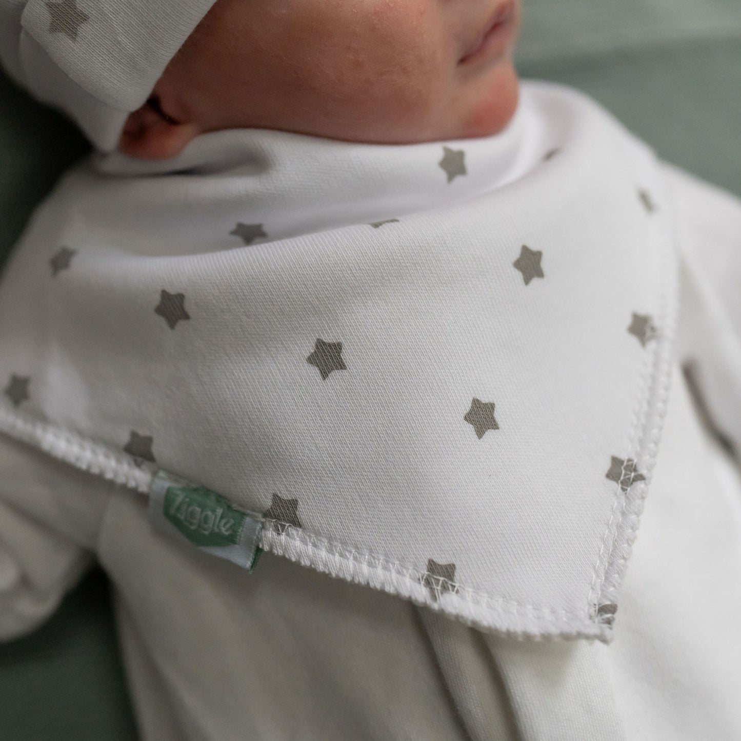 White with Grey Stars Bib