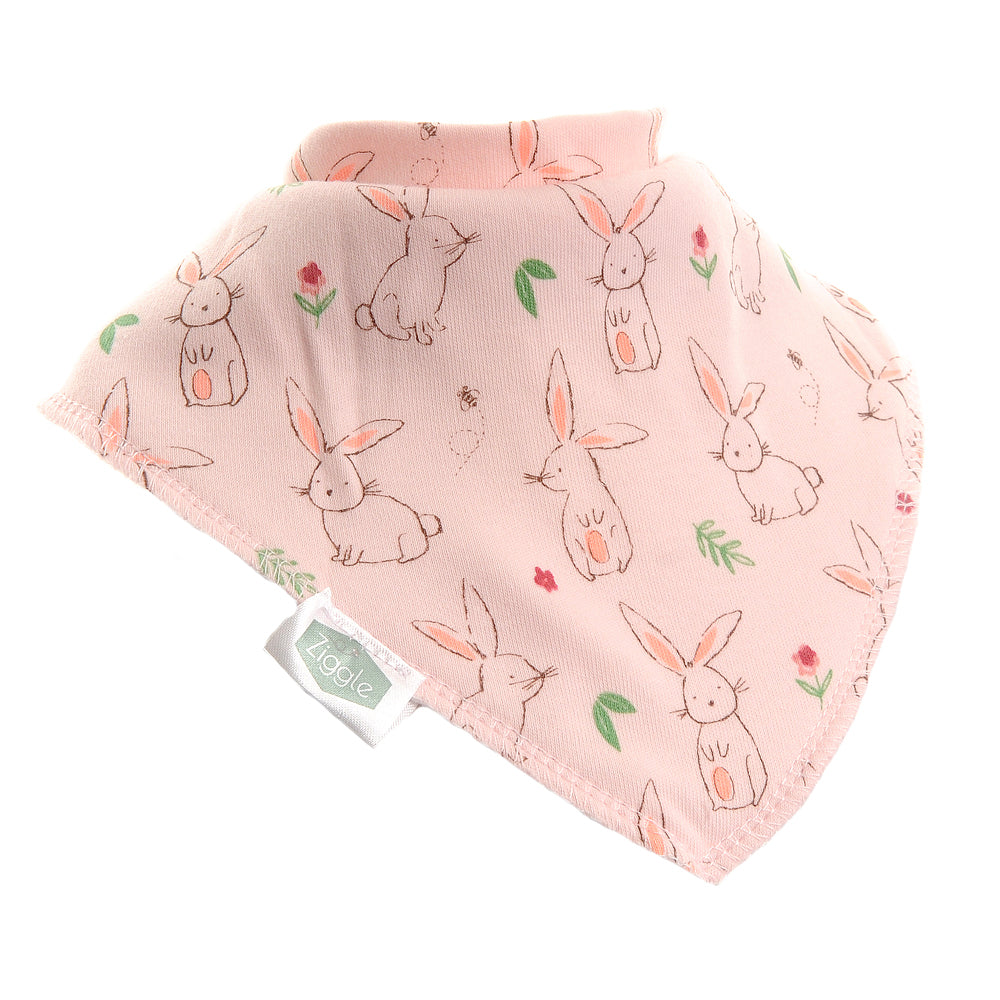 Bunnies on Pink bib ziggle