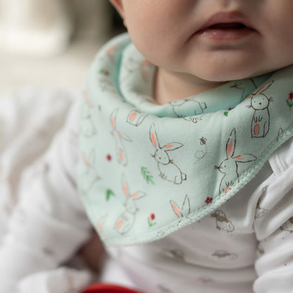 Bunnies on Mint bib