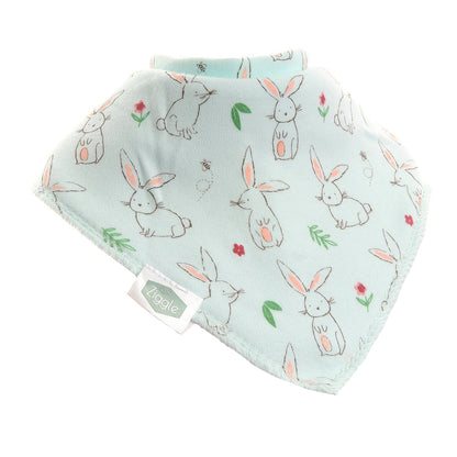 Bunnies on Mint bib ziggle