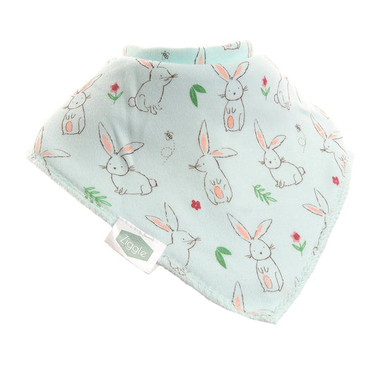 Bunnies on Mint bib ziggle