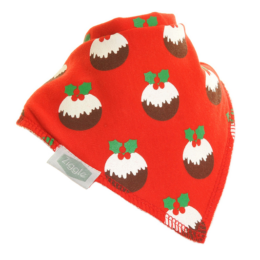 Red Christmas Pudding Print Bib