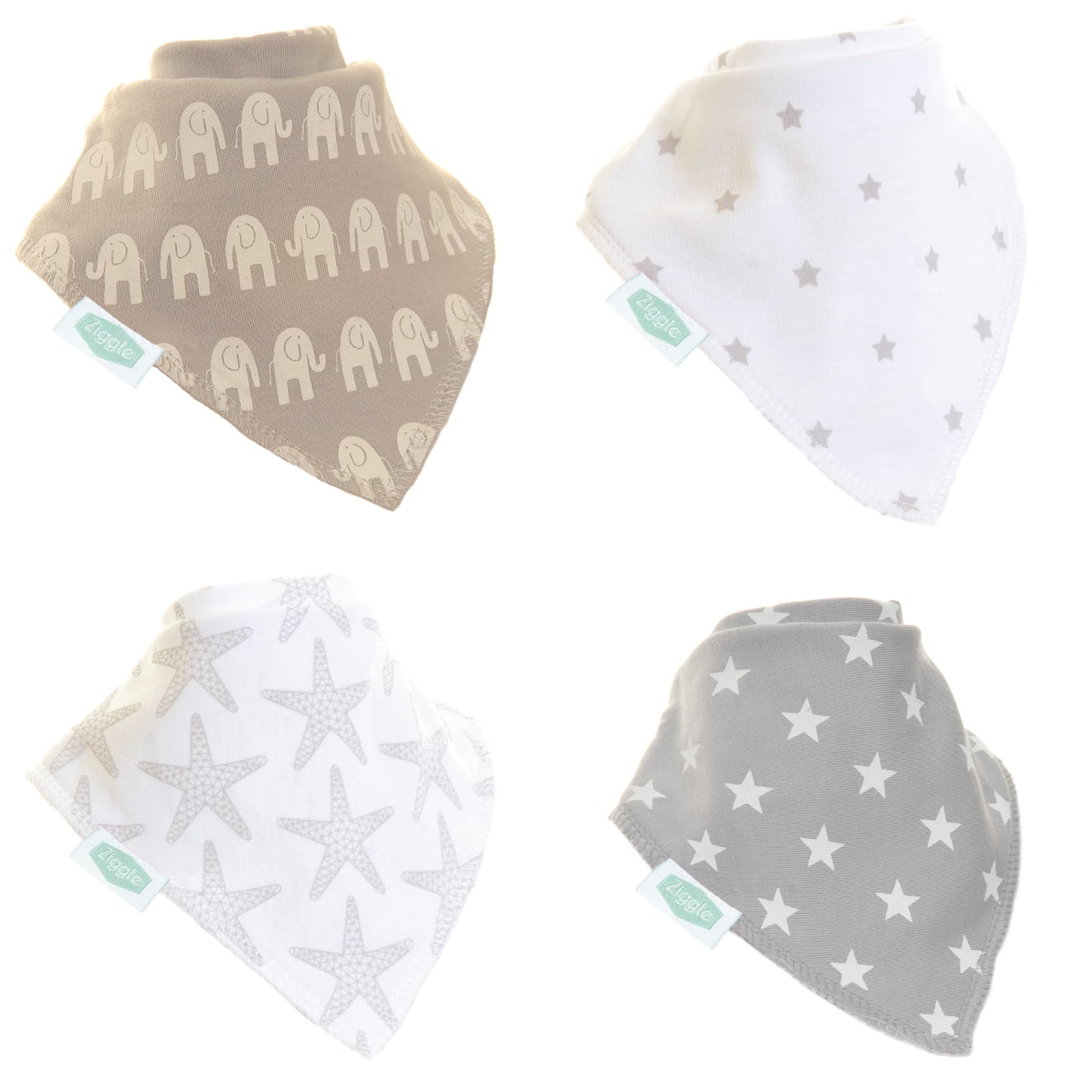Grey and White set of 4 dribble bibs