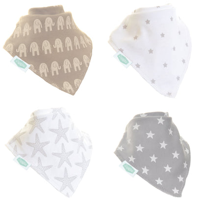 Grey and White set of 4 dribble bibs
