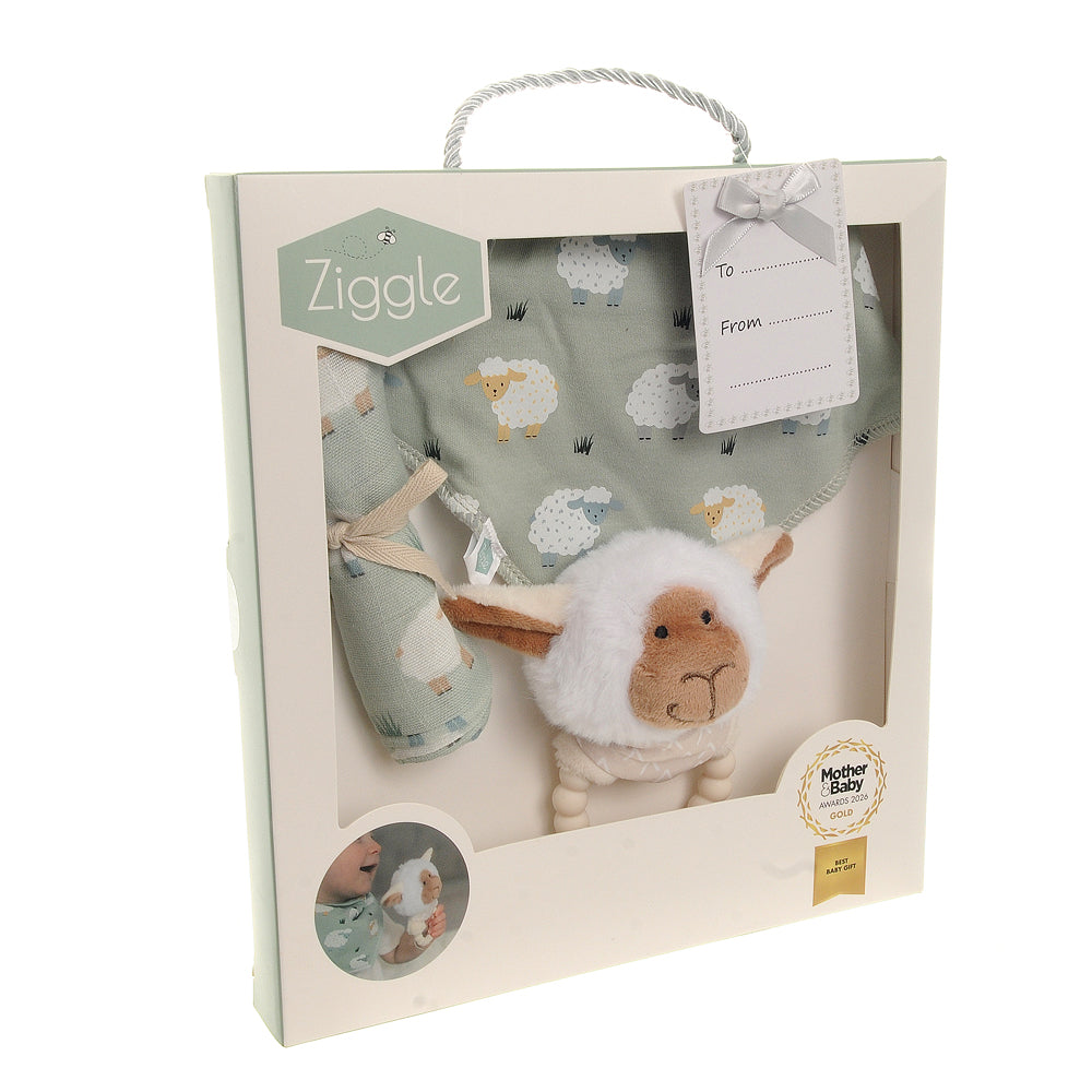 Gift set: Bib Rattle Washcloth Sheep Ziggle