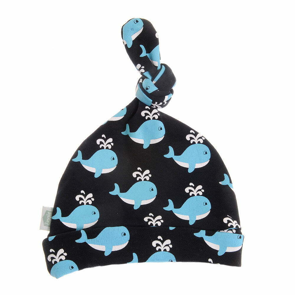 Navy Whales Knotted Hat