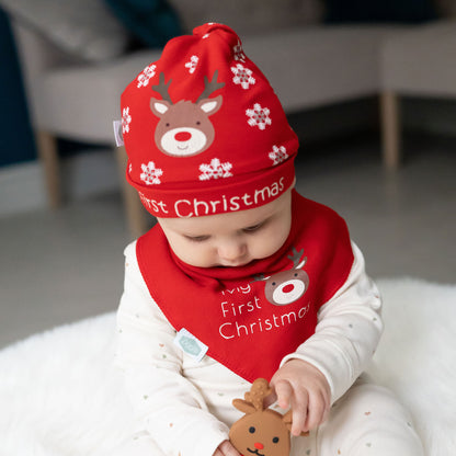 My First Christmas Reindeer Cotton Hat