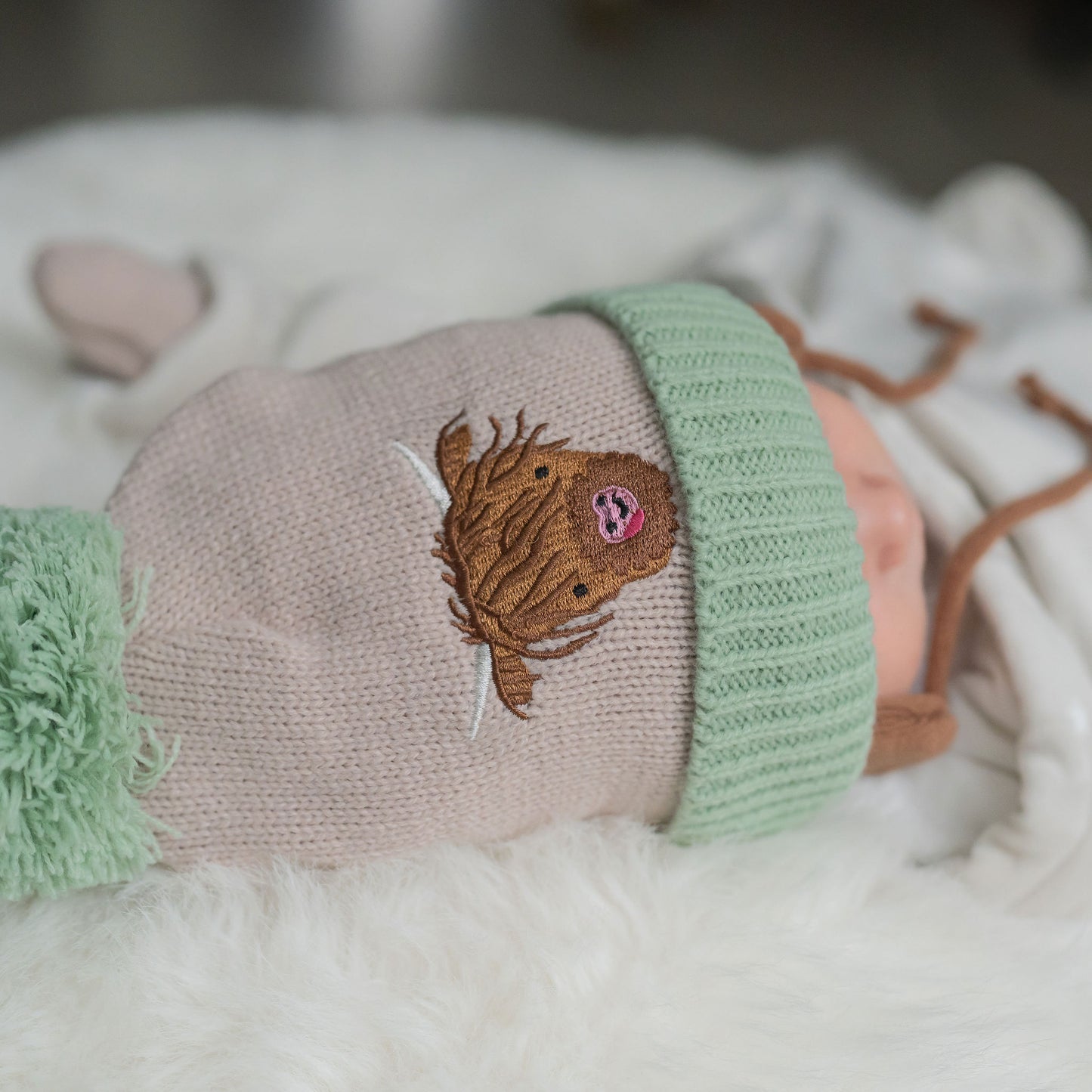 Highland Cow Wooly Hat and Mittens